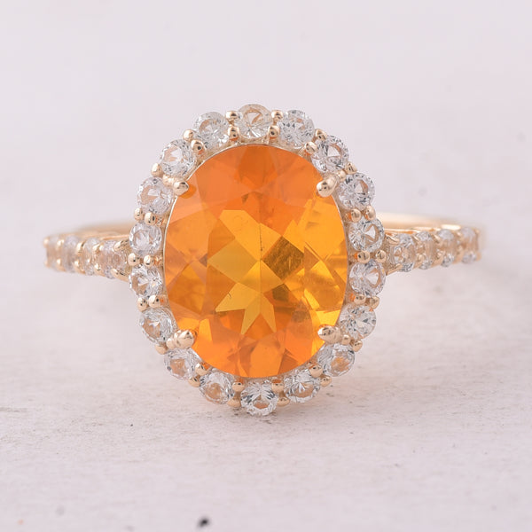 2.47 Ct Oval Fire Opal 9K Gold Ring