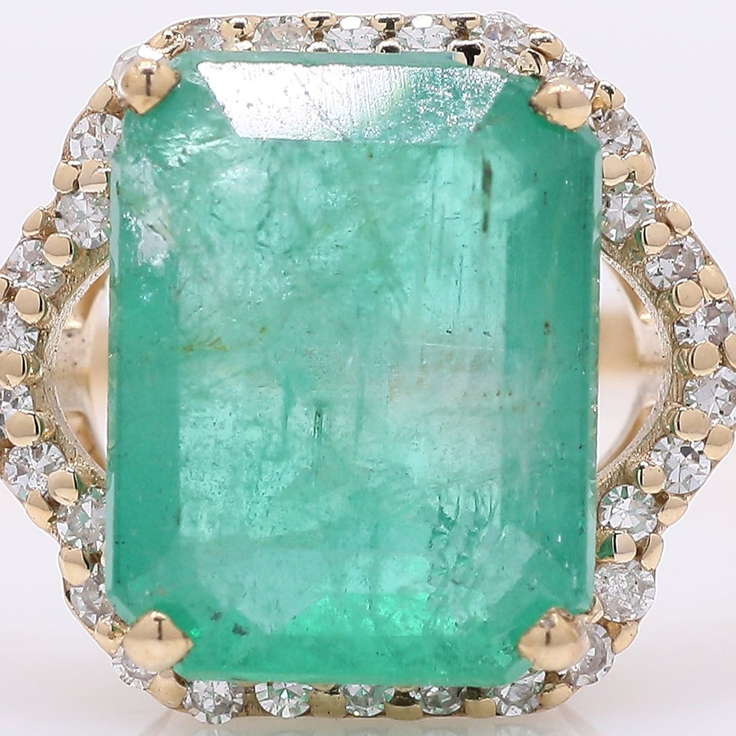 2.06 Ct Octagon Step Cut Natural Emerald 14K Gold Ring
