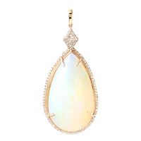 25.15 Ct Pear Cabochon Natural Opal 14K Gold Pendant