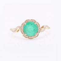 1.58 Ct Round Mixed Cut Natural Emerald 14K Gold Ring