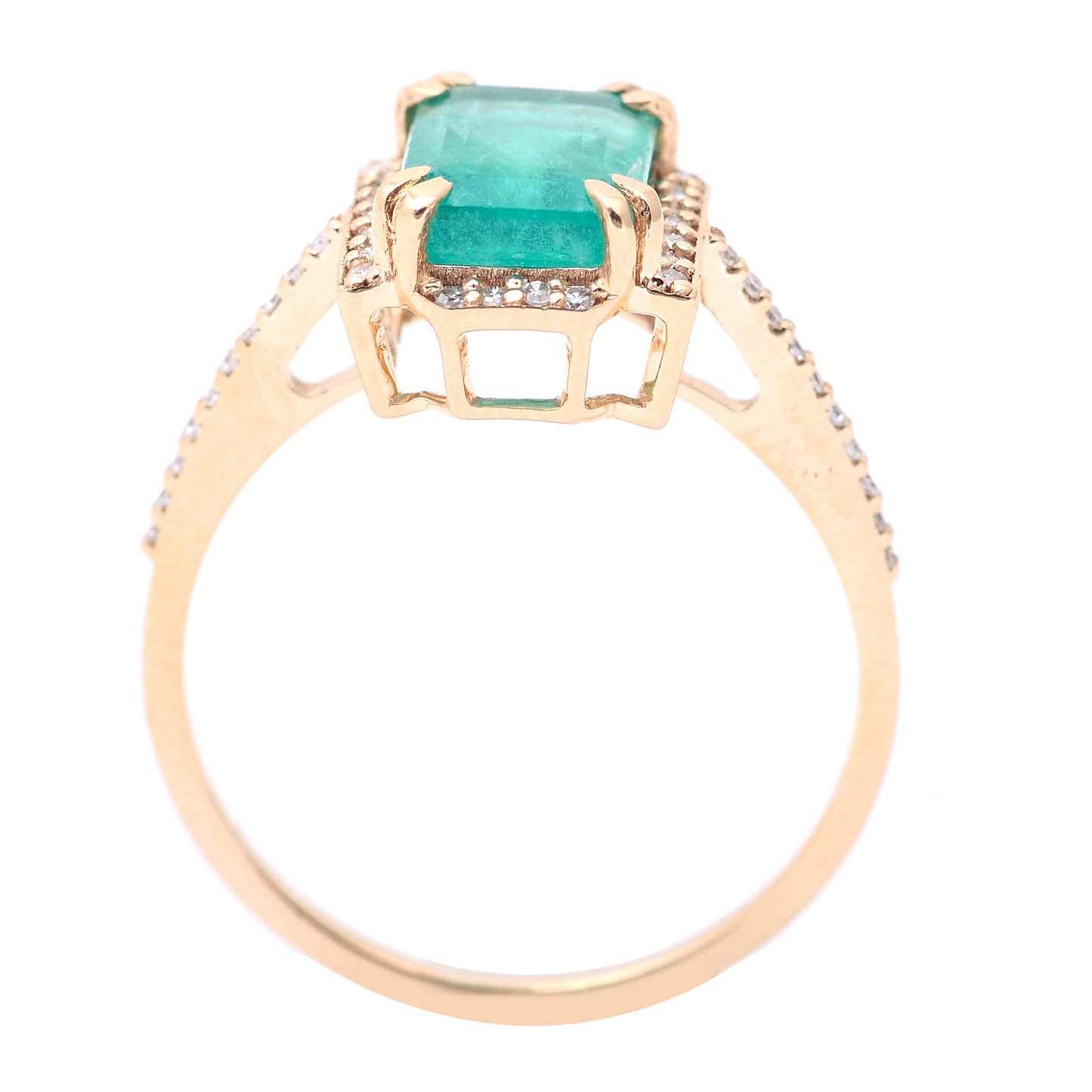 2.20 Ct Octagon Step Cut Natural Emerald 14K Gold Ring
