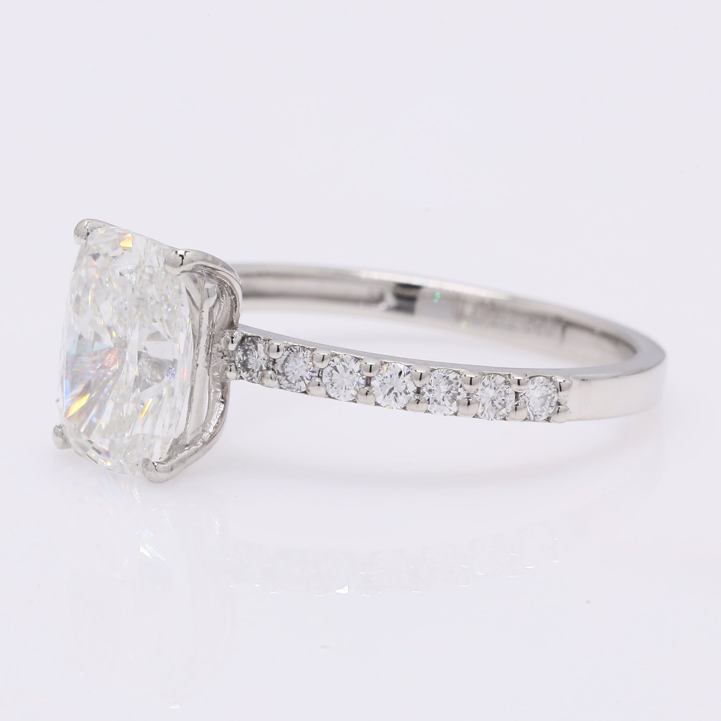 2.16 Ct Cushion Modified Brilliant Lab Grown Diamond 950 Platinum Ring