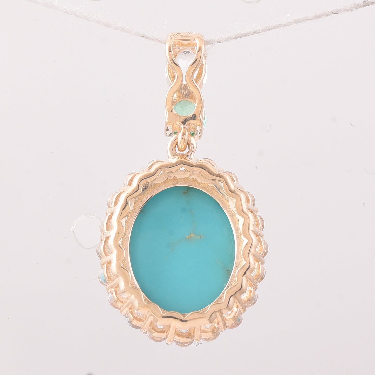 4.24 Ct Oval Turquoise 9K Gold Pendant