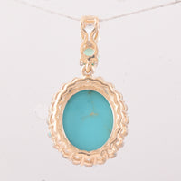 4.24 Ct Oval Turquoise 9K Gold Pendant