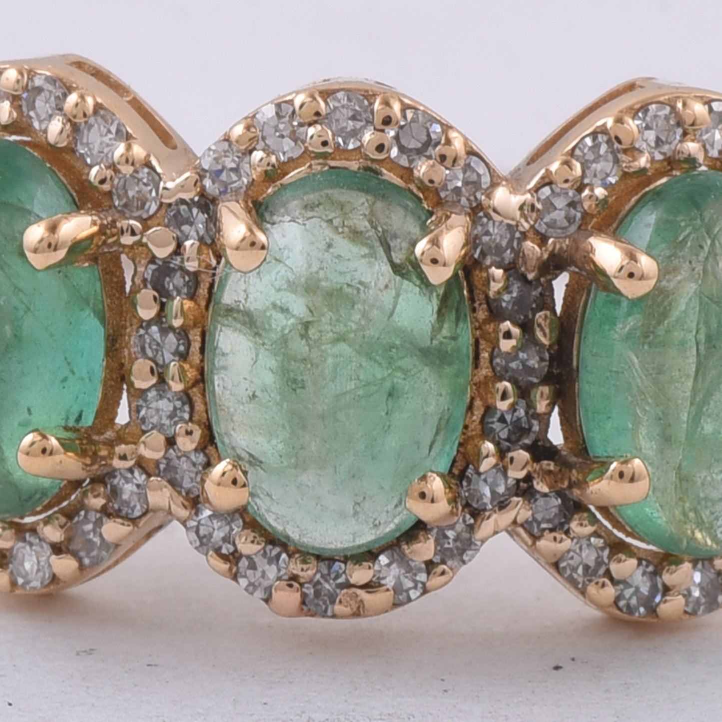 1.41 Ct Oval Cabochon Cut Natural Emerald 14K Gold Ring