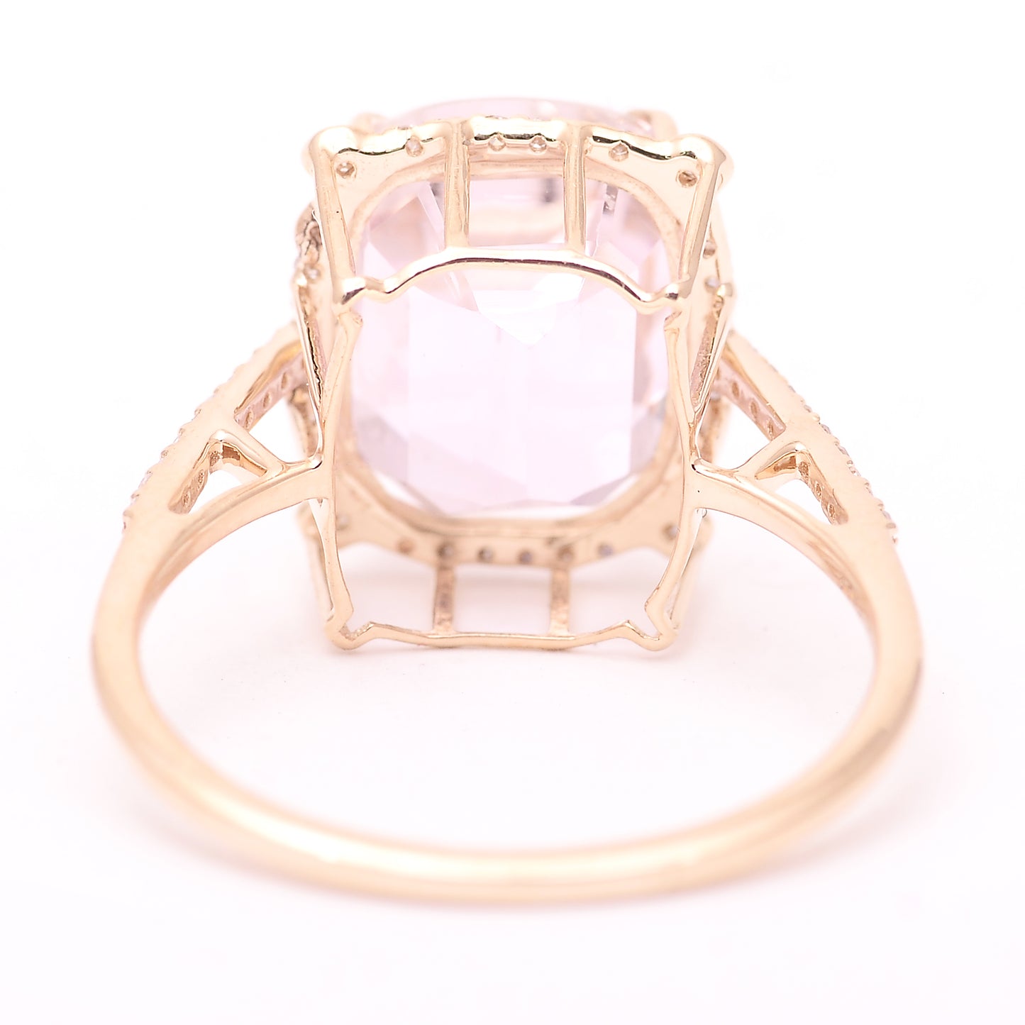 7.15 Ct Cushion Mixed Cut Natural Kunzite 14K Gold Ring