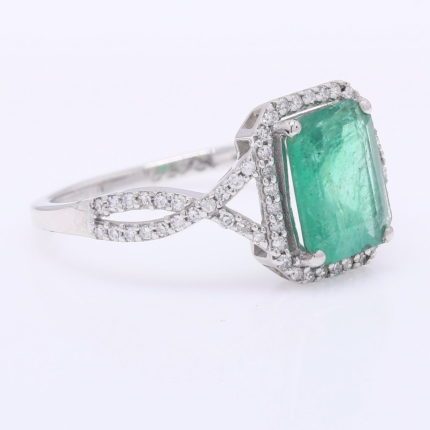1.62 Ct Octagon Step Cut Natural Emerald 950 Platinum Ring