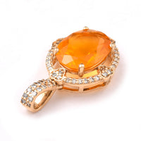 1.78 Ct Oval Mixed Cut Natural Fire Opal 14K Gold Pendant