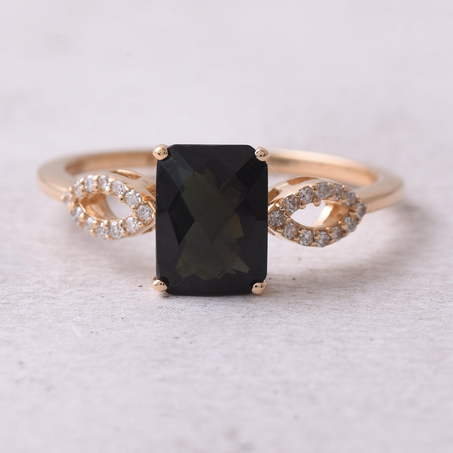 1.42 Ct Octagon Step Cut Natural Tourmaline 14K Gold Ring