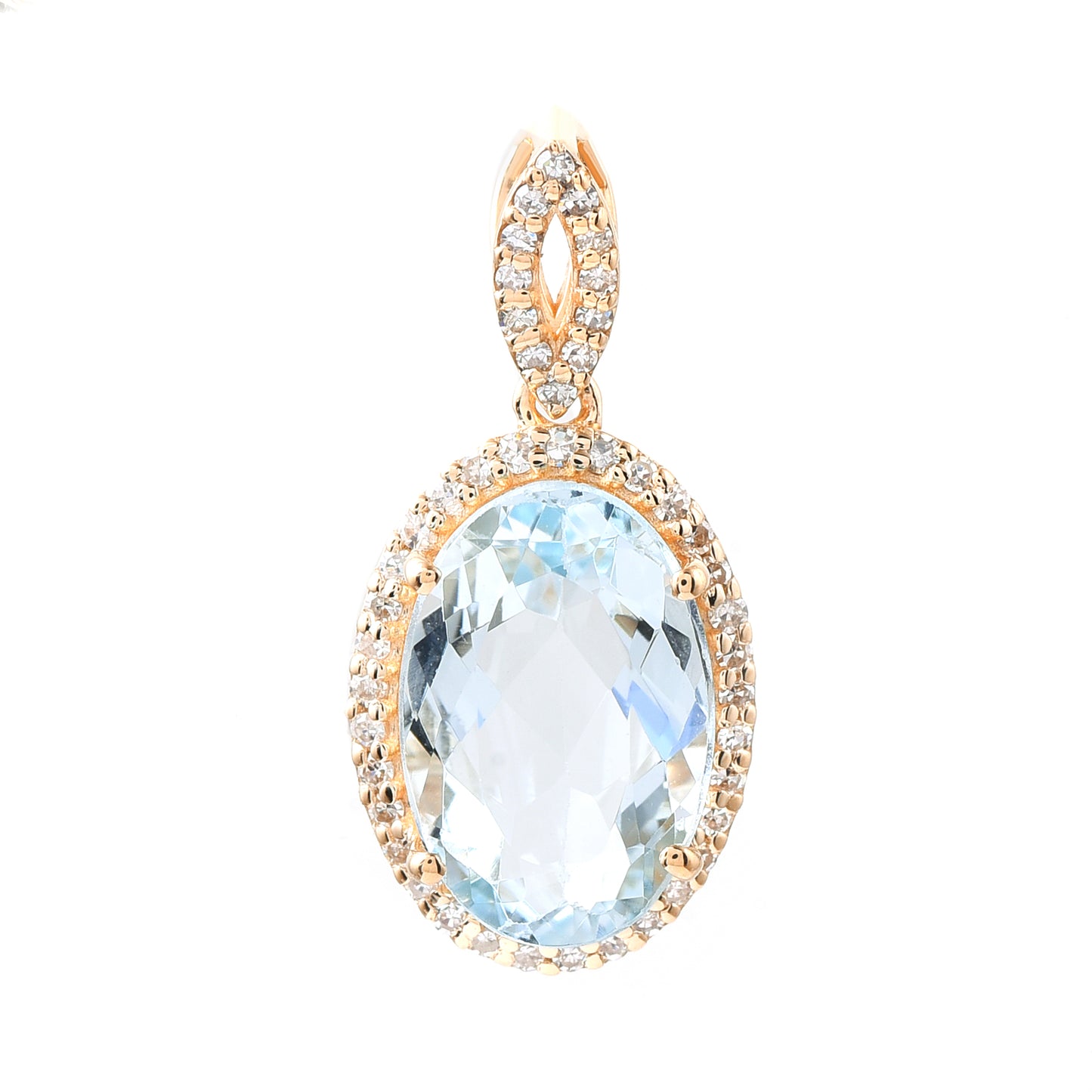 2.29 Ct Oval Mixed Cut Natural Aquamarine 14K Gold Pendant