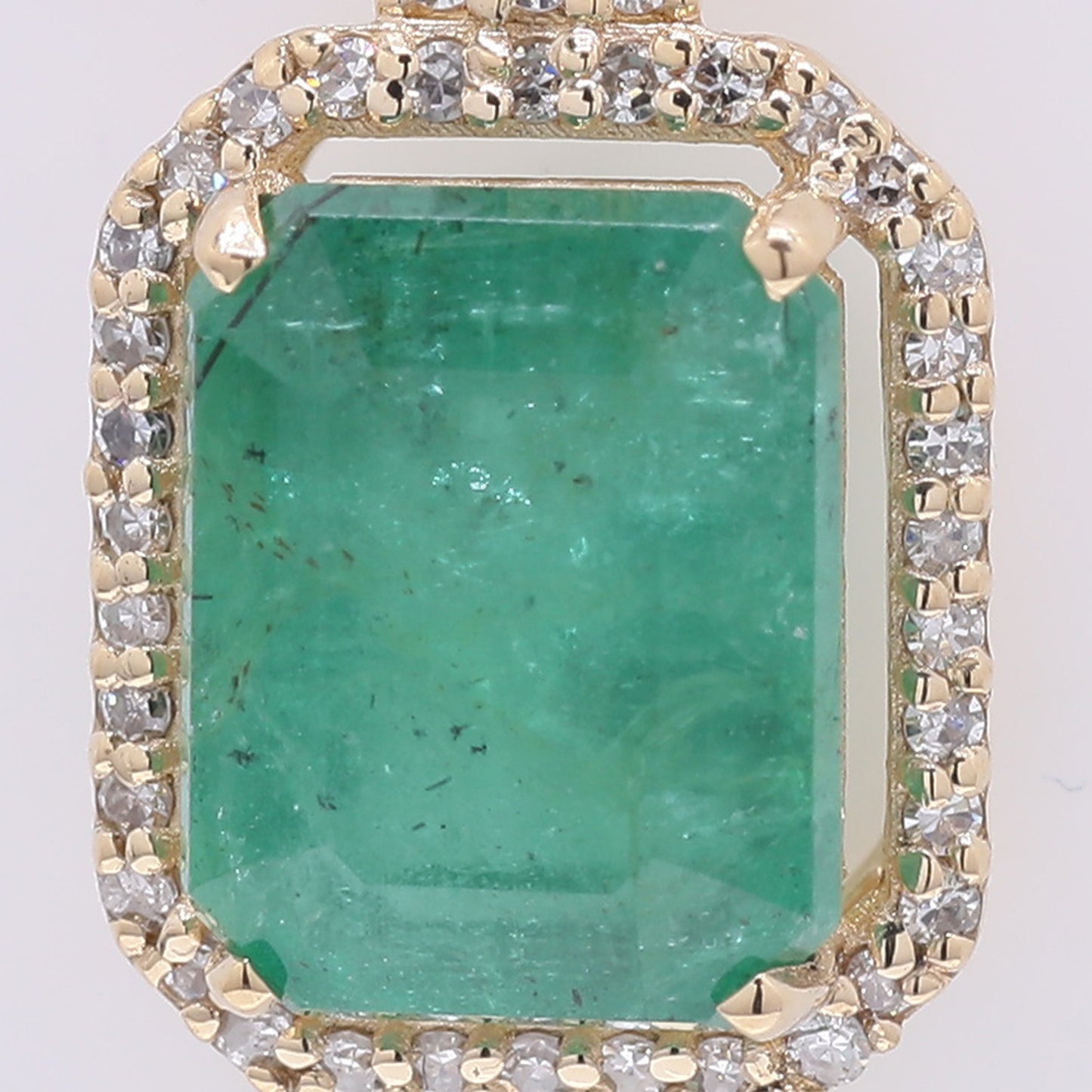 3.11 Ct Octagon Step Cut Natural Emerald 14K Gold Pendant