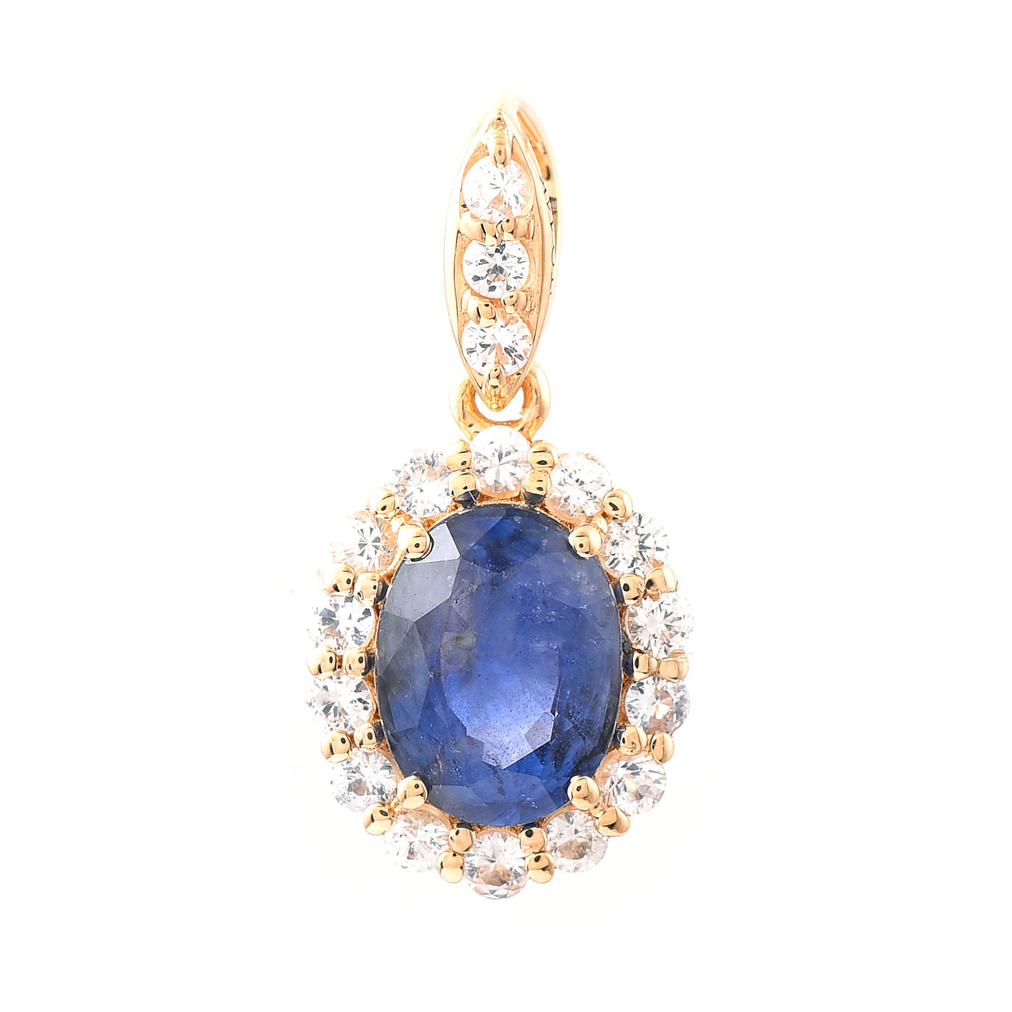 2.06 Ct Oval Blue Sapphire 14K Gold Pendant