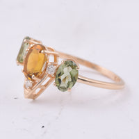 1.87 Ct Oval Natural Multi Coloured Tourmaline 14K Gold Ring