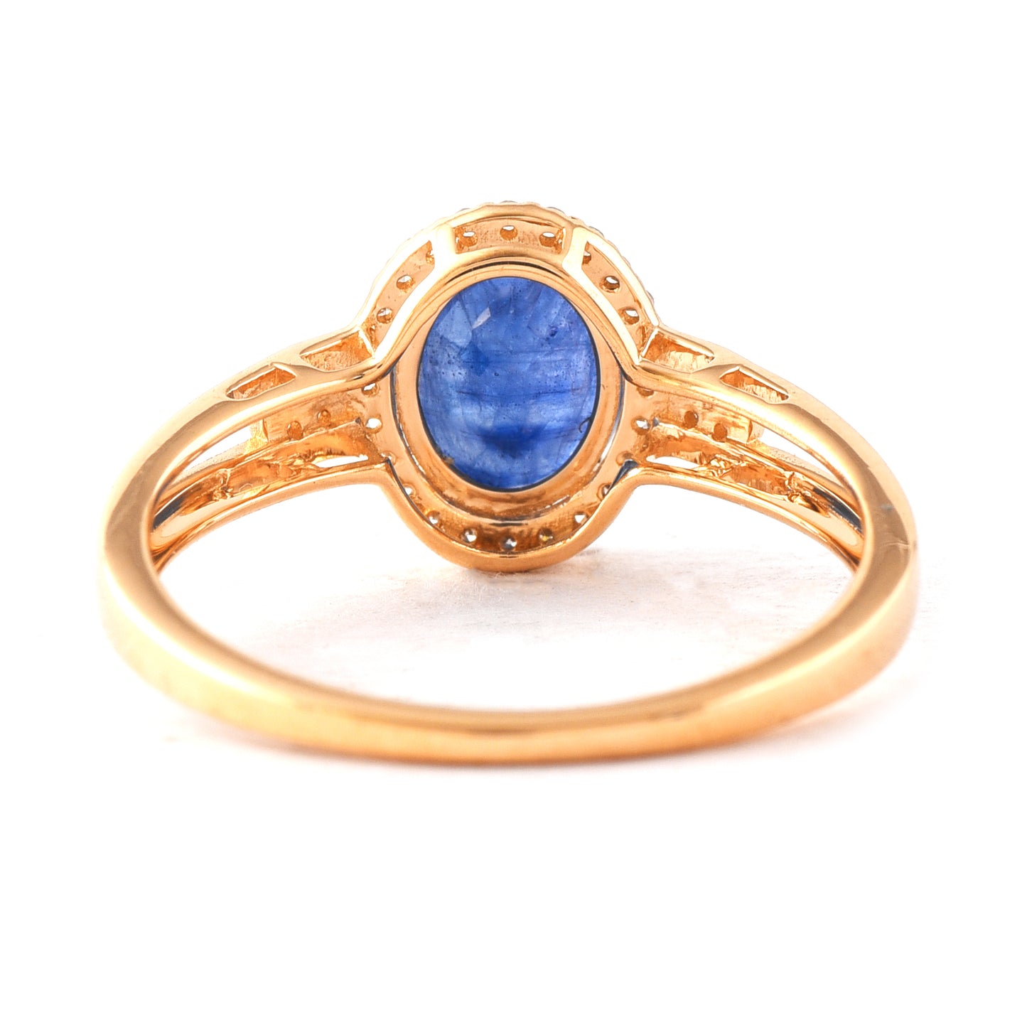 1.89 Ct Oval Mixed Cut Natural Sapphire 14K Gold Ring