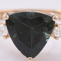 1.44 Ct Triangle Natural Green Tourmaline 14K Gold Ring