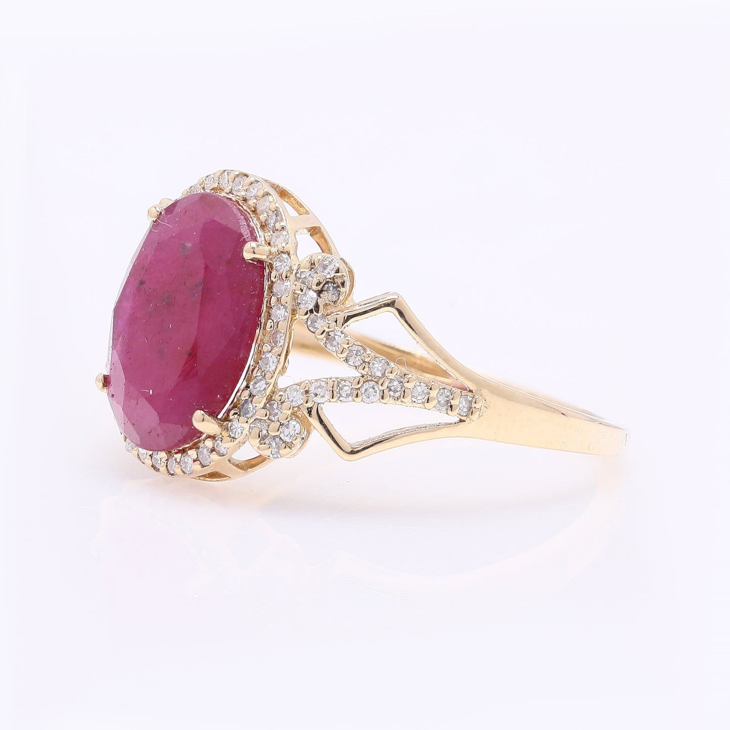 2.91 Ct Oval Mixed Cut Natural Ruby 14K Gold Ring