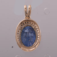 4.04 Ct Oval Mixed Cut Natural Sapphire 14K Gold Pendant
