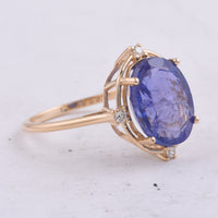 6.72 Ct Oval Natural Tanzanite 14K Gold Ring