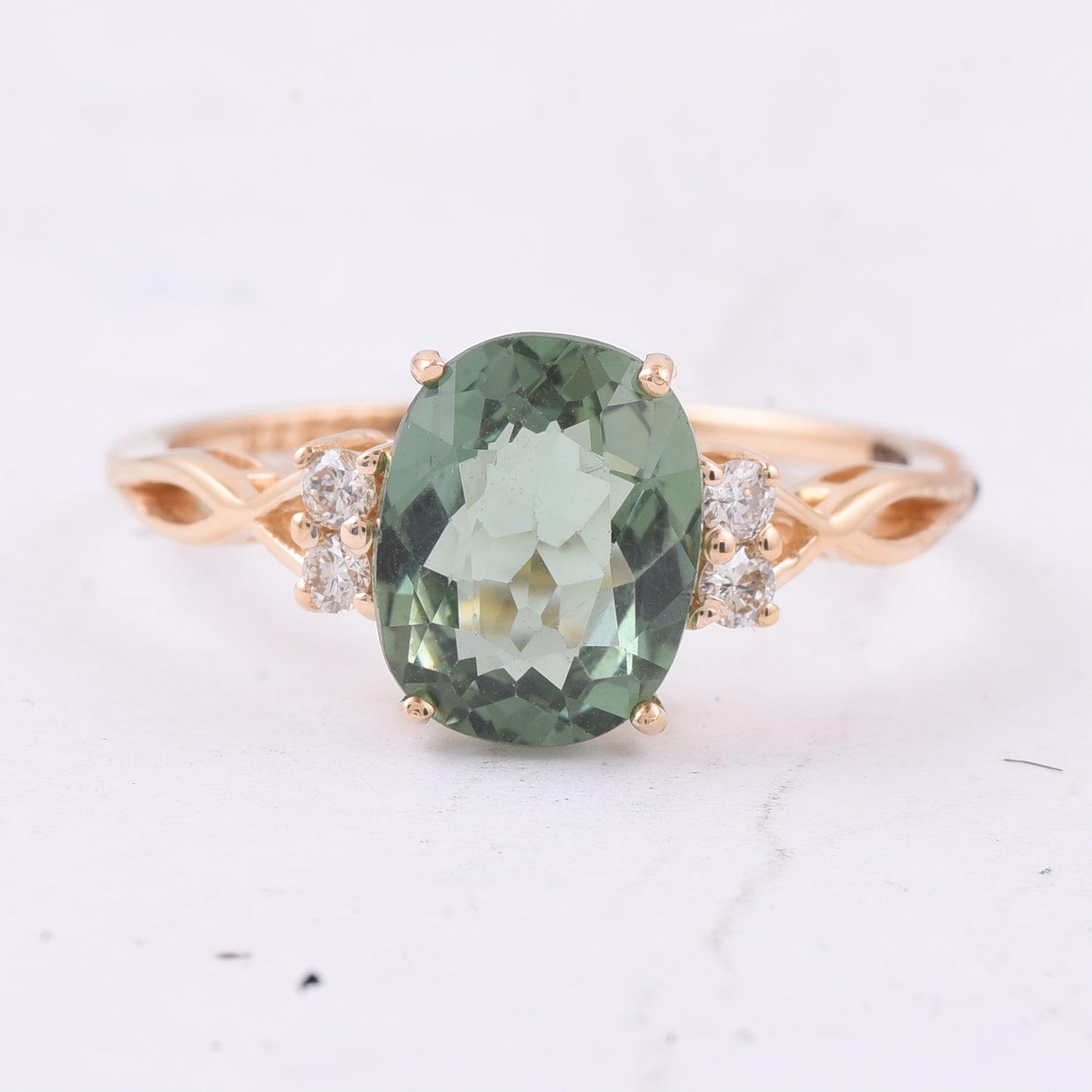 2.35 Ct Cushion Natural Apatite 14K Gold Ring