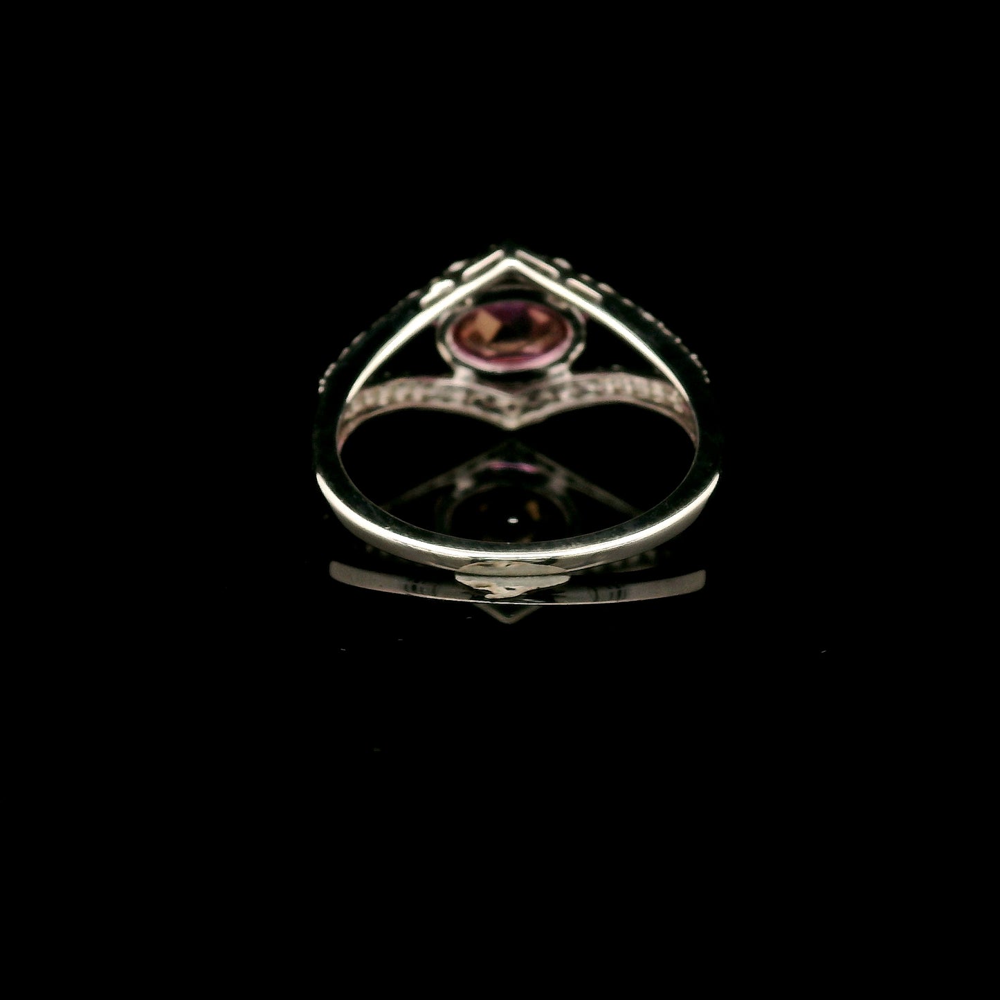 1.82 Ct Oval Pink Topaz, White Zircon 925 Sterling Silver Ring