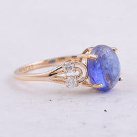 2.58 Ct Oval Cabochon Cut Natural Tanzanite 14K Gold Ring