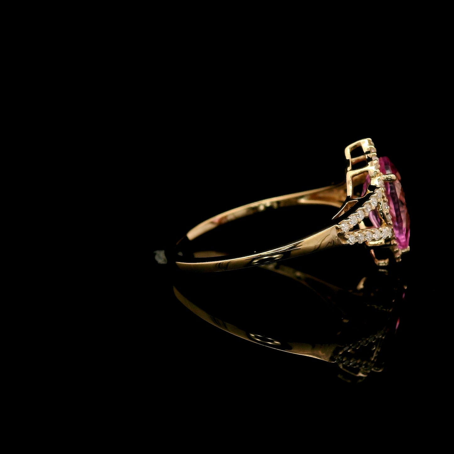 1.93 Ct Pear Mixed Cut Lab Grown Pink Sapphire 14K Gold Ring