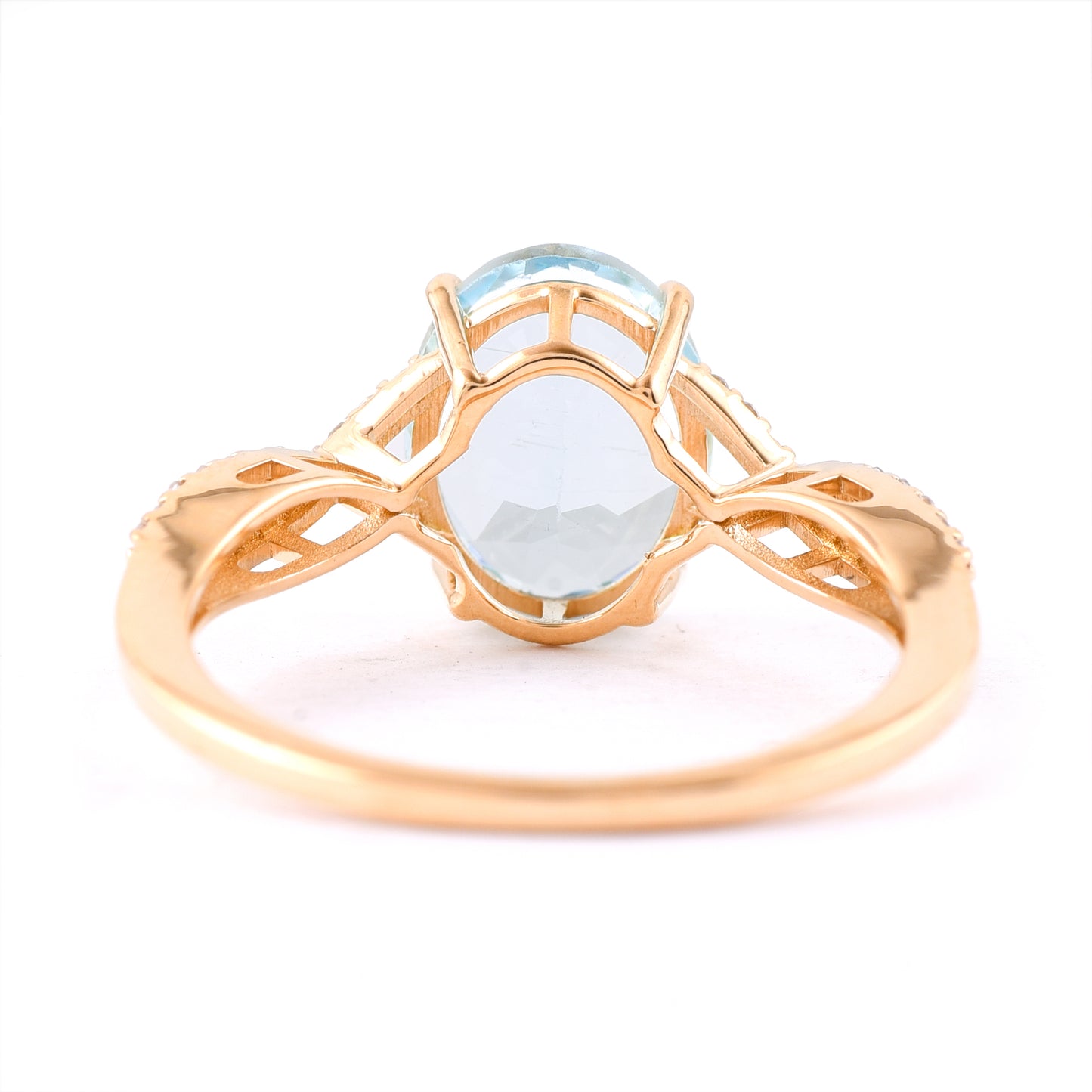 2.34 Ct Oval Mixed Cut Natural Aquamarine 14K Gold Ring