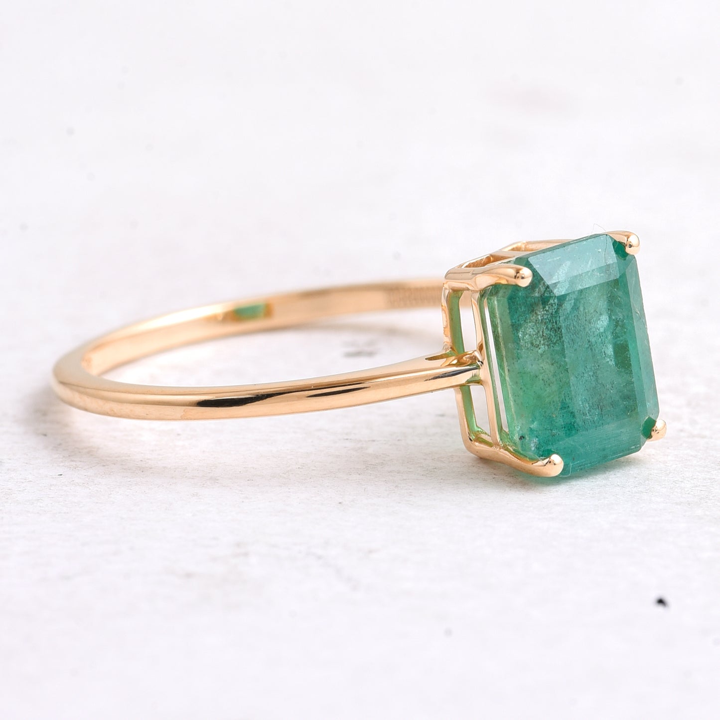 2.36 Ct Octagon Step Cut Natural Emerald 14K Gold Ring