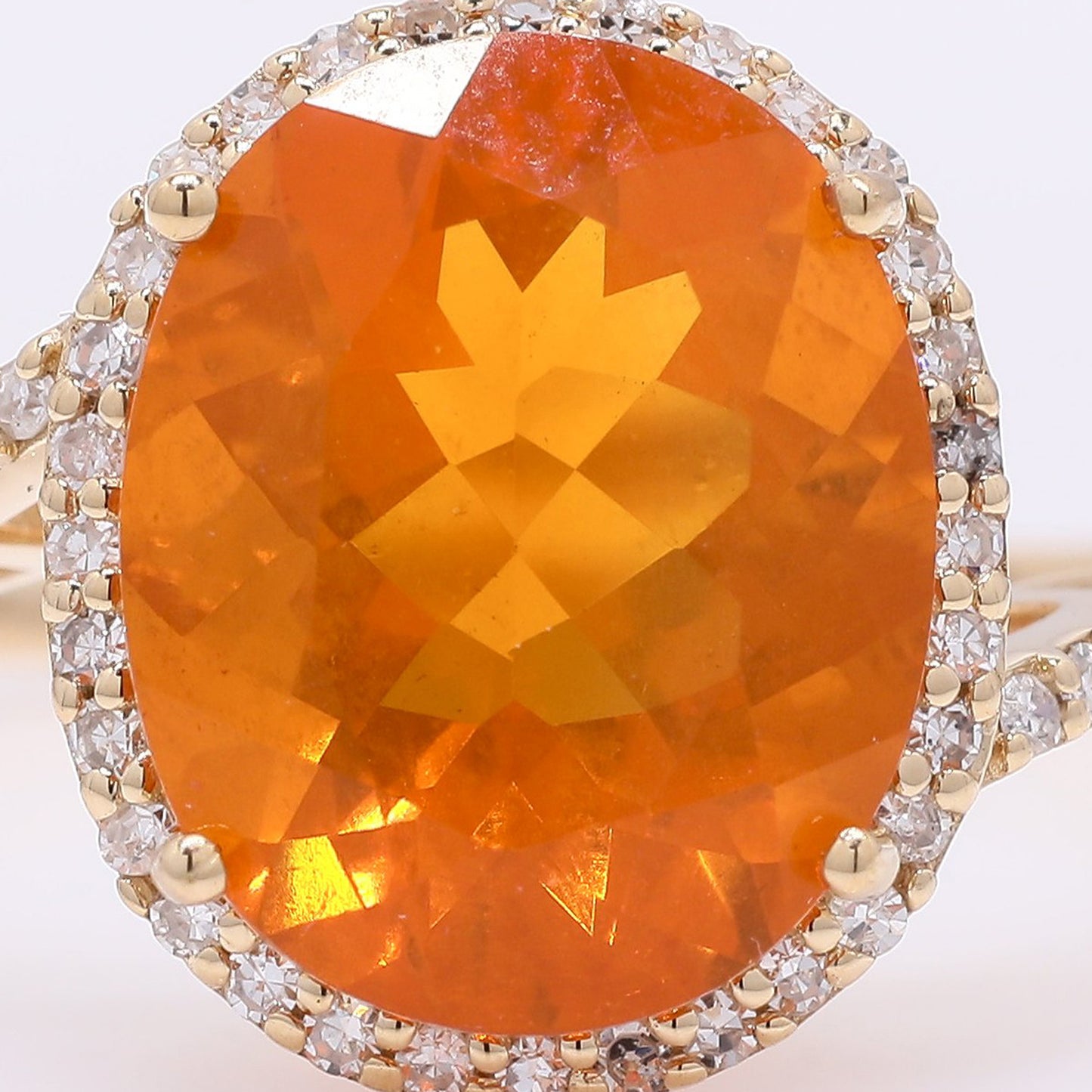 2.56 Ct Oval Mixed Cut Natural Fire Opal 14K Gold Ring
