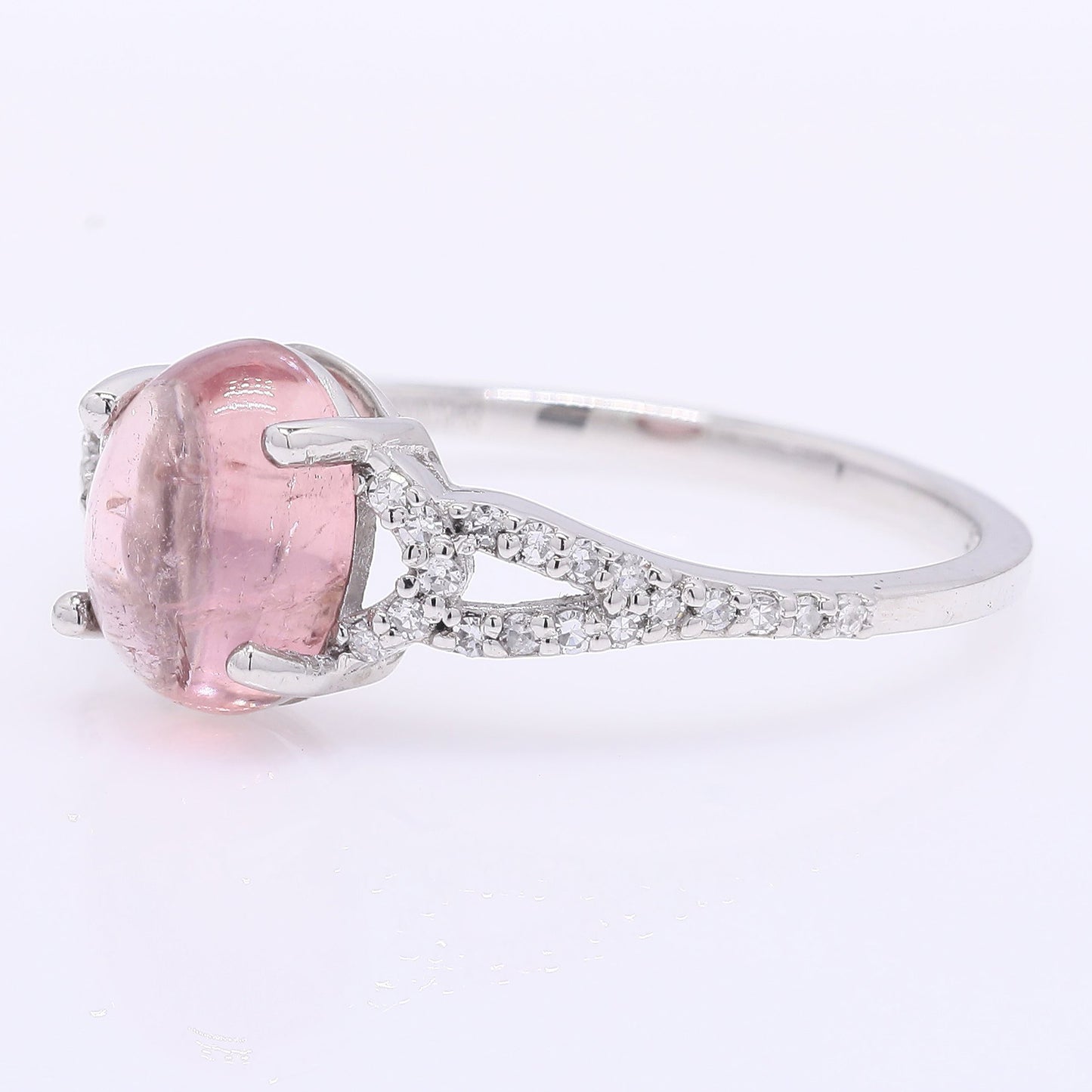1.62 Ct Oval Cabochon Cut Natural Tourmaline 950 Platinum Ring