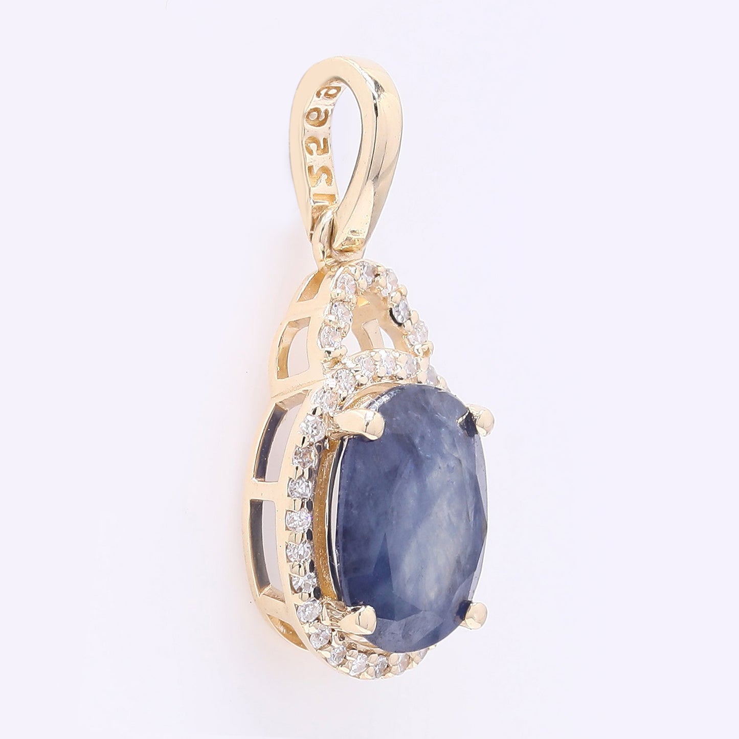 2.13 Ct Oval Mixed Cut Natural Sapphire 14K Gold Pendant