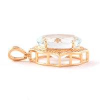 6.04 Ct Oval Mixed Cut Natural Aquamarine 14K Gold Pendant