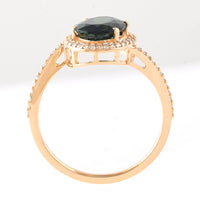 2.09 Ct Oval Mixed Cut Natural Green Tourmaline 14K Gold Ring