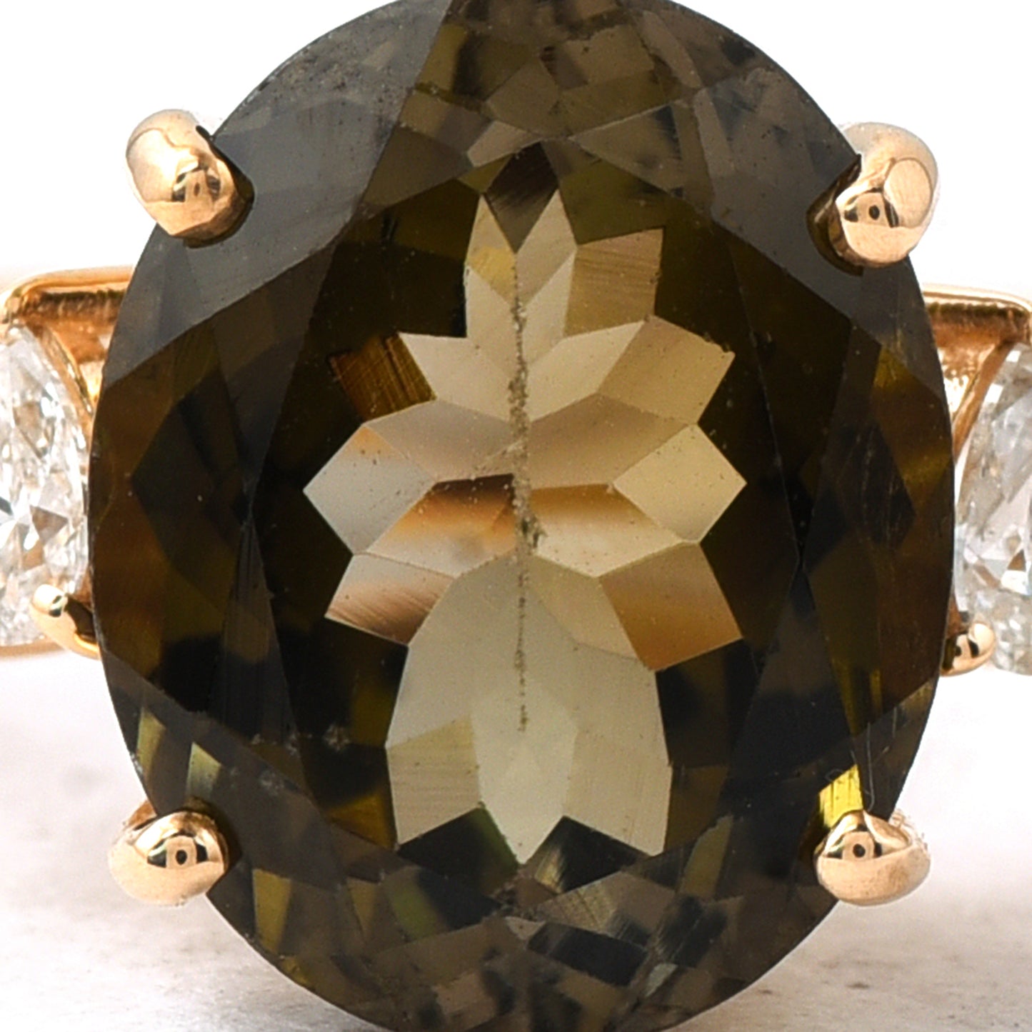 2.02 Ct Oval Mixed Cut Natural Green Tourmaline 14K Gold Ring