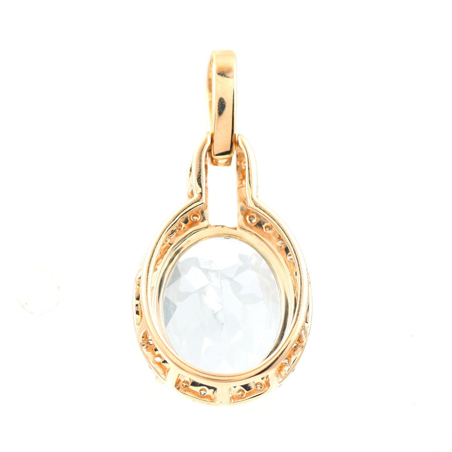 2.39 Ct Oval Mixed Cut Natural Aquamarine 14K Gold Pendant