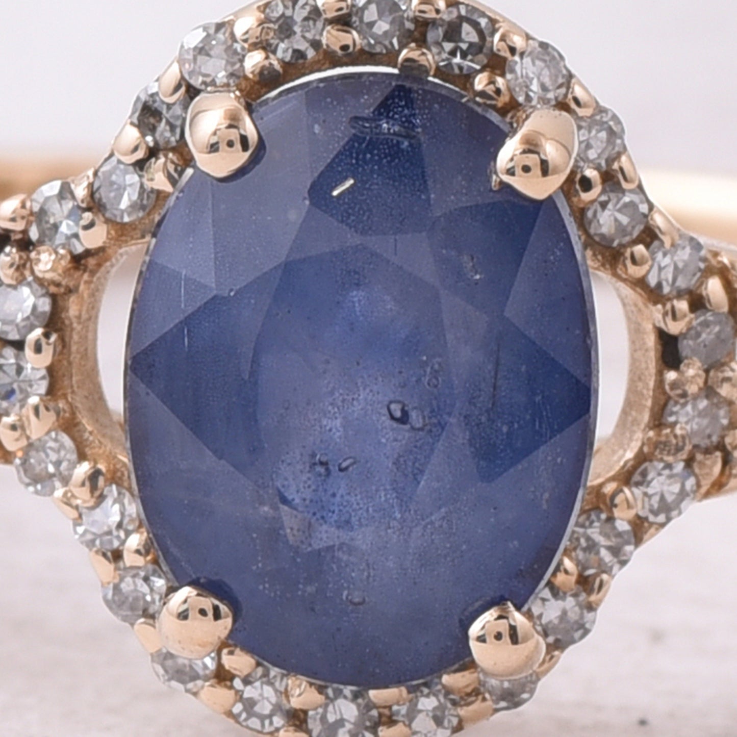 2.03 Ct Oval Mixed Cut Natural Sapphire 14K Gold Ring