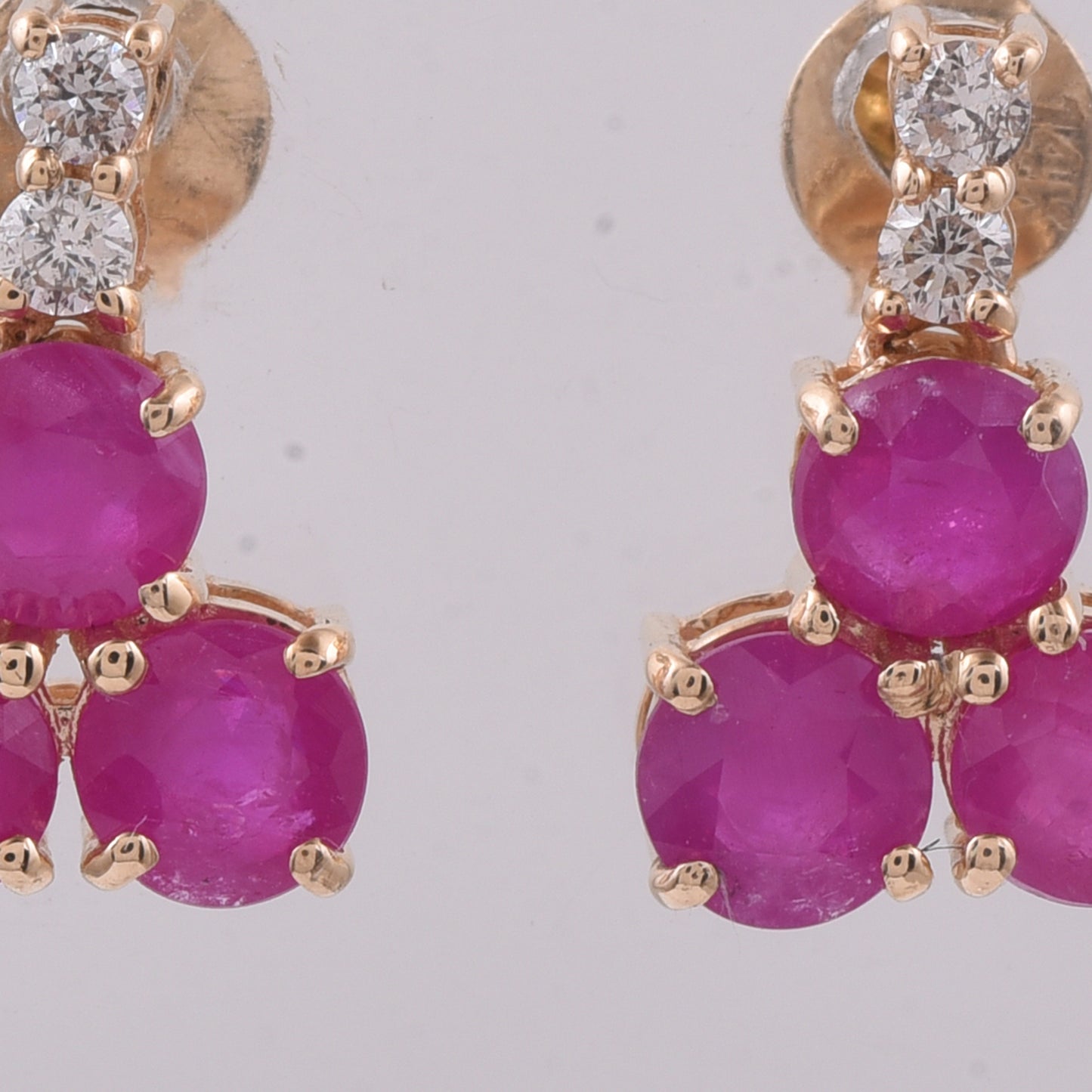 2.44 Ct Round Natural Ruby 14K Gold Earrings
