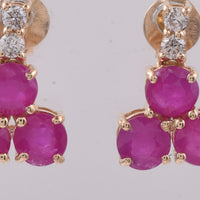 2.44 Ct Round Natural Ruby 14K Gold Earrings