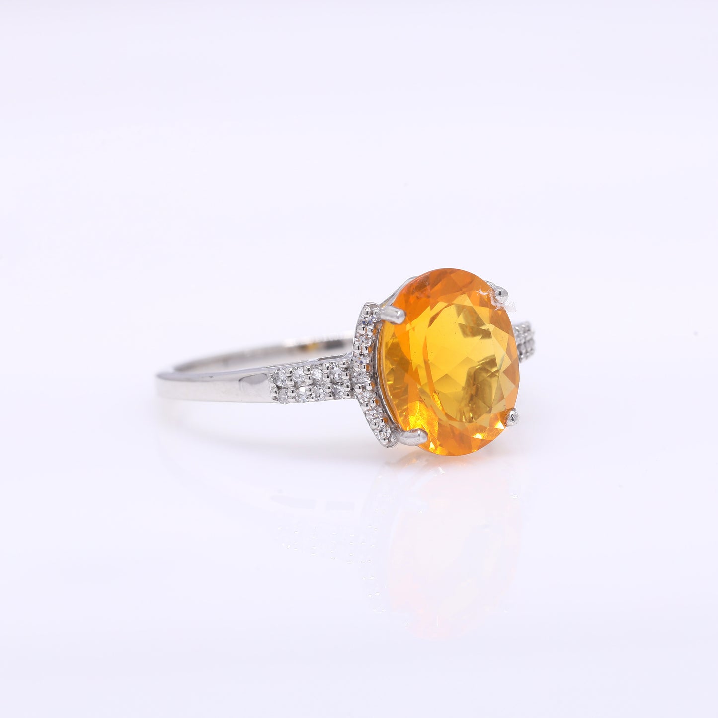 1.73 Ct Oval Mixed Cut Natural Fire Opal 950 Platinum Ring