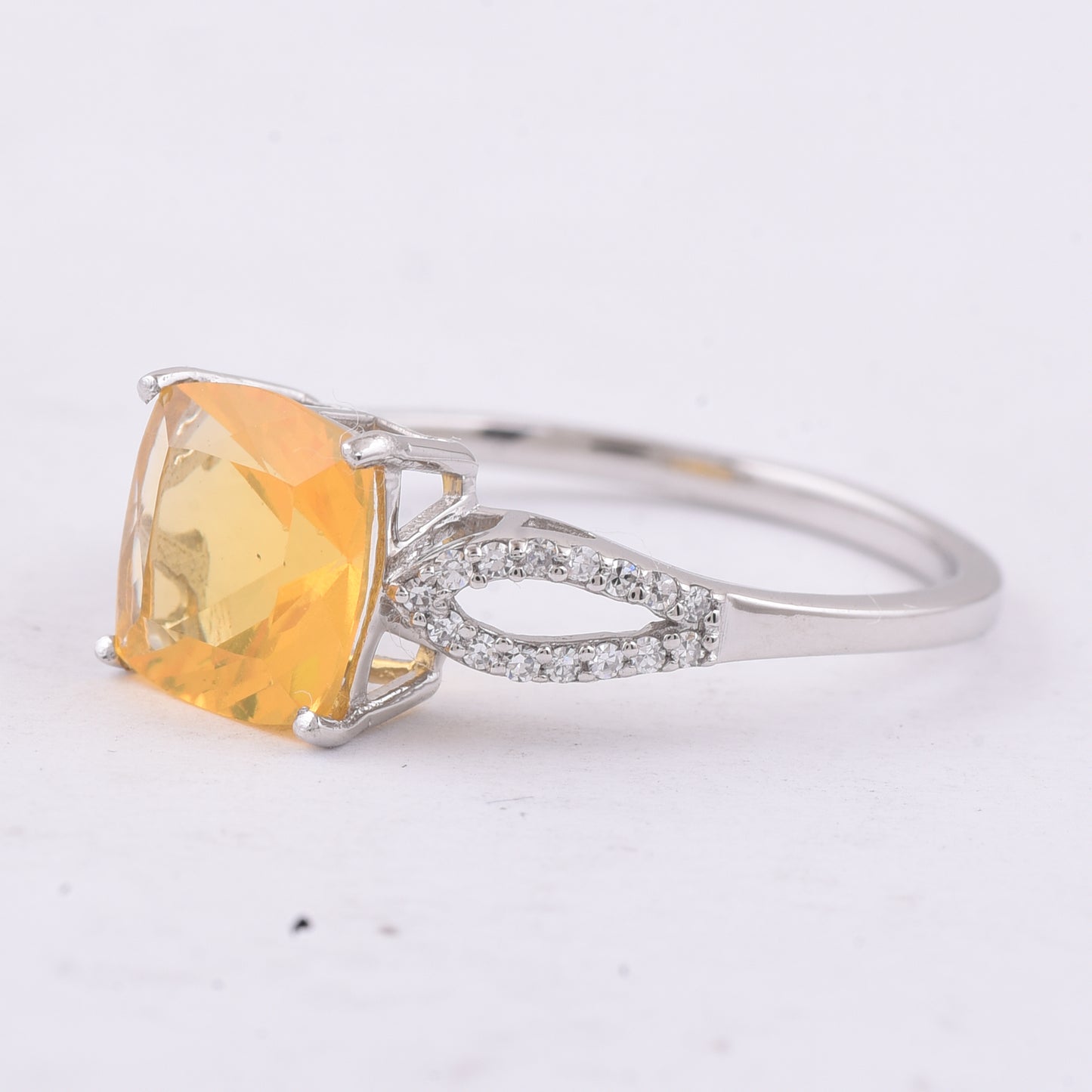 1.55 Ct Cushion Natural Fire Opal 950 Platinum Ring