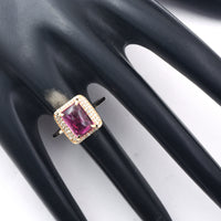 2.97 Ct Cushion Cabochon Cut Natural Pink Tourmaline 14K Gold Ring