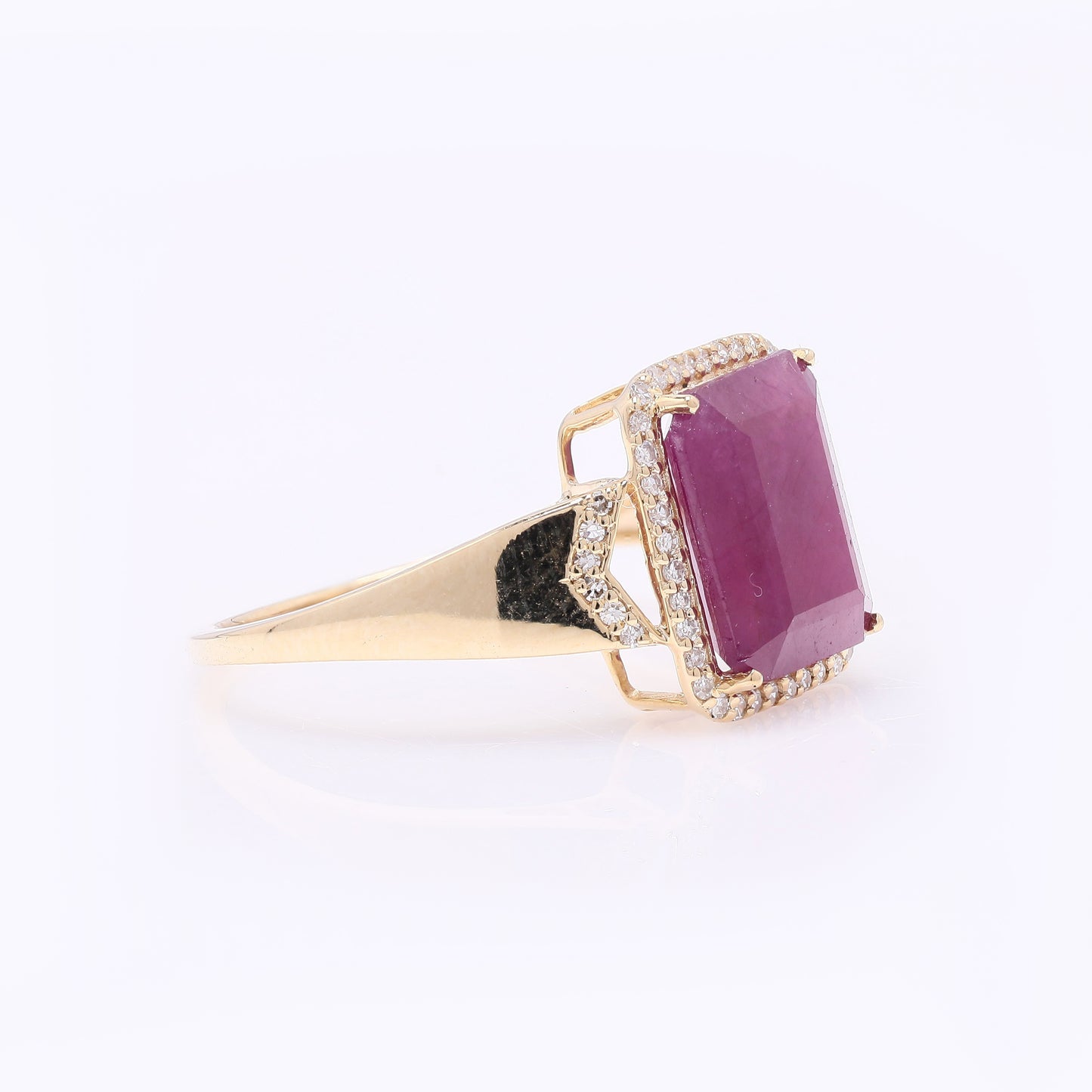 4.63 Ct Octagon Step Cut Natural Ruby 14K Gold Ring