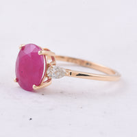 2.92 Ct Oval Natural Ruby 14K Gold Ring
