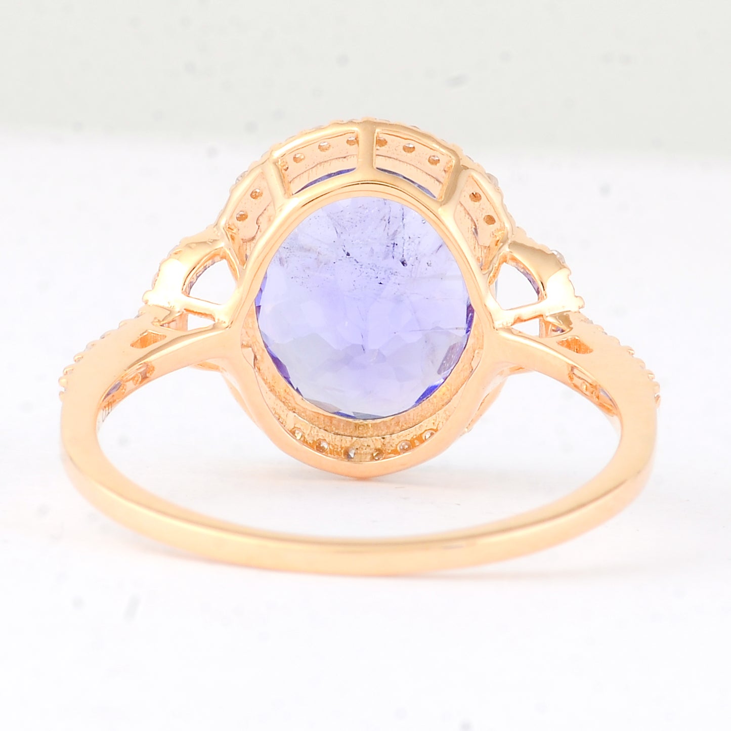 3.27 Ct Oval Mixed Cut Natural Tanzanite 14K Gold Ring