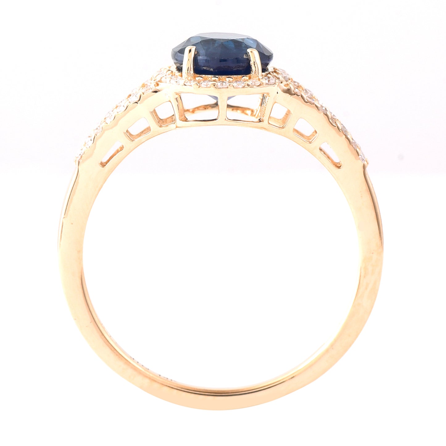 1.67 Ct Round Mixed Cut Natural Sapphire 14K Gold Ring