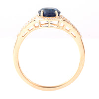 1.67 Ct Round Mixed Cut Natural Sapphire 14K Gold Ring