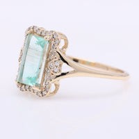 1.27 Ct Rectangle Step Cut Natural Emerald 14K Gold Ring