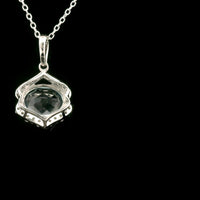 3.51 Ct Oval Blue Topaz, White Zircon 925 Sterling Silver Pendant