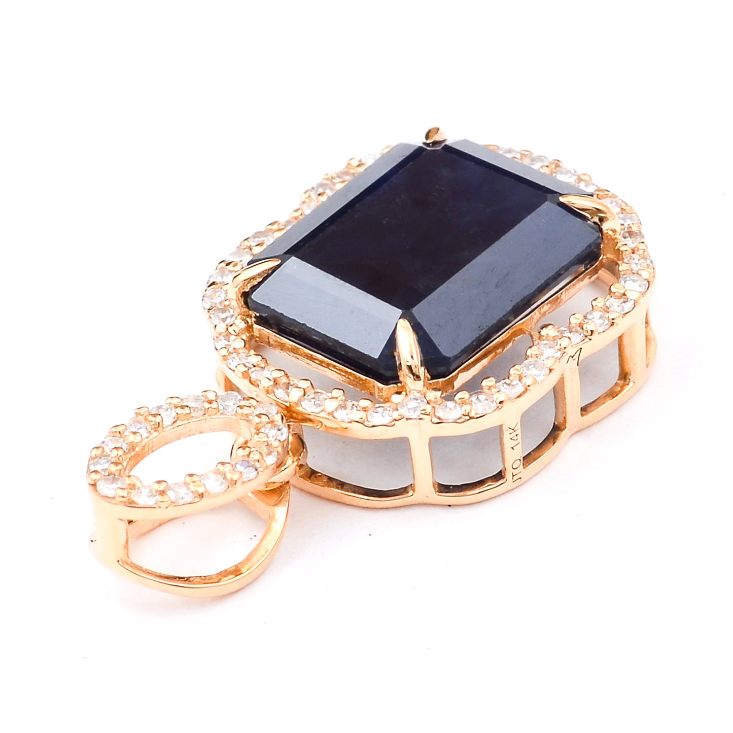 4.15 Ct Octagon Natural Sapphire 14K Gold Pendant