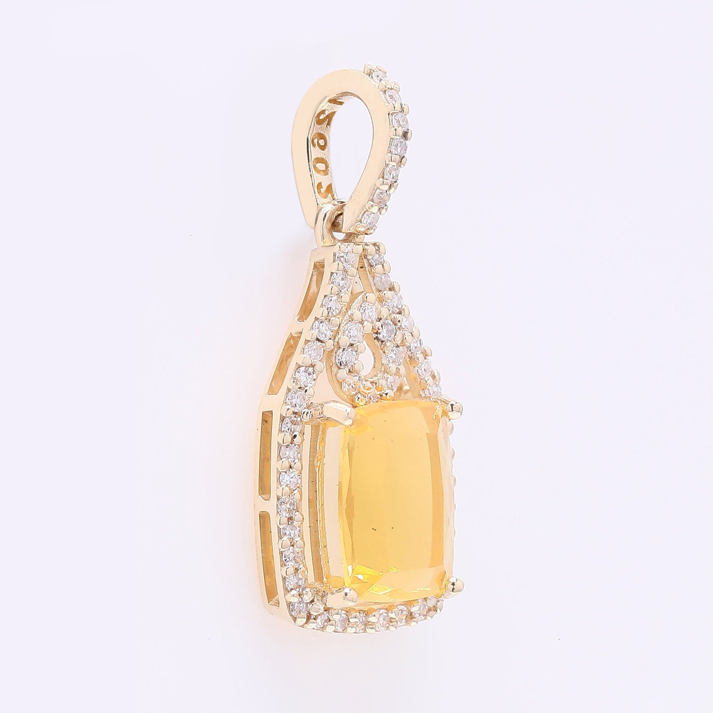 1.14 Ct Cushion Mixed Cut Natural Fire Opal 14K Gold Pendant